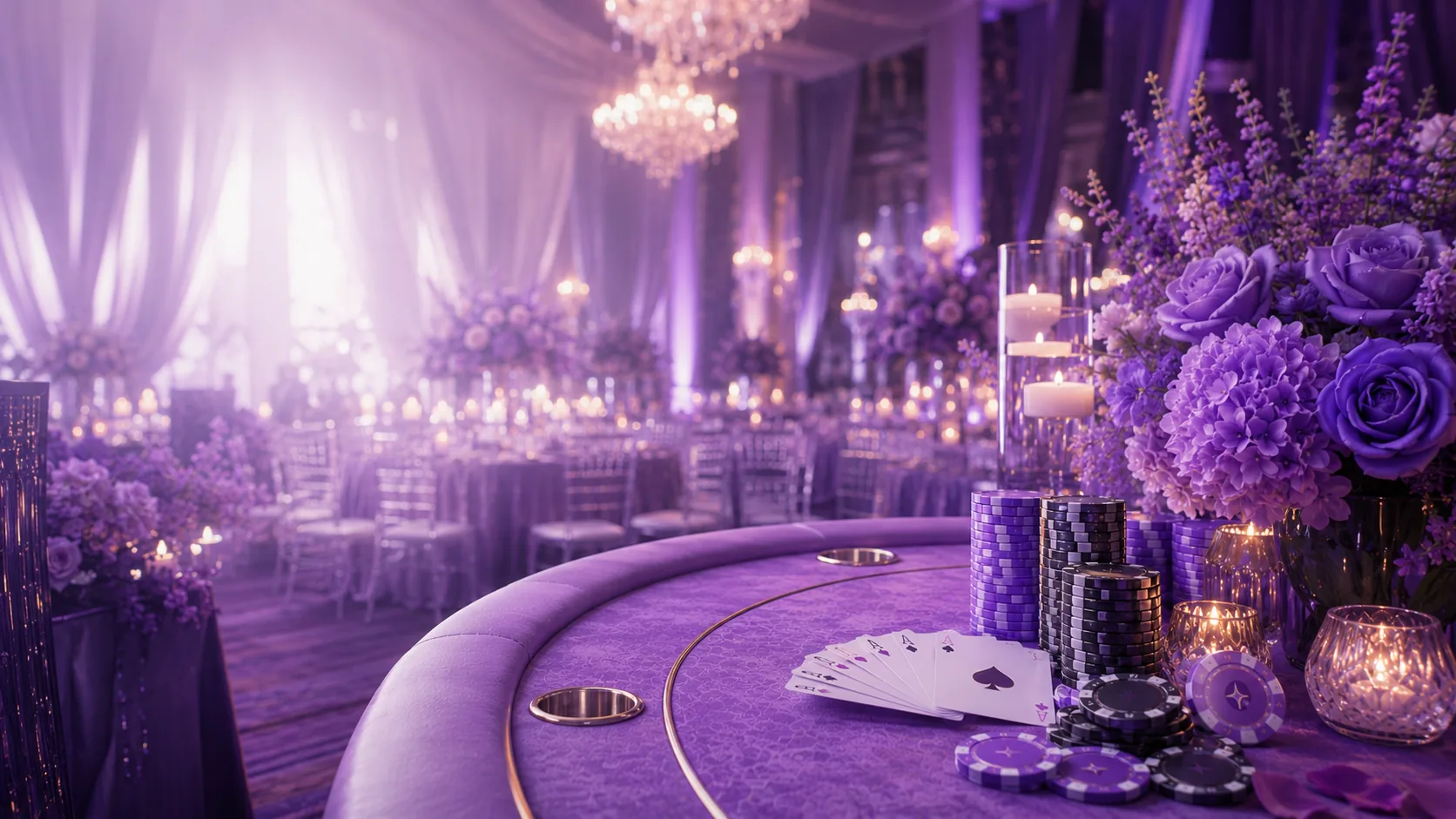 Casino-themed décor arranged for an event